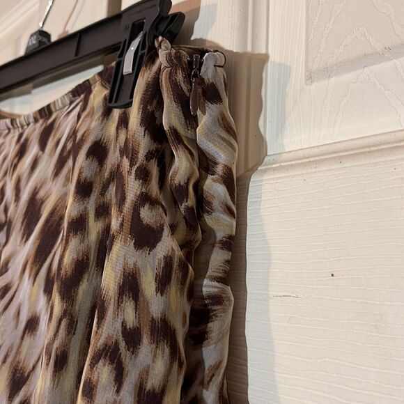 Scarlett Cheetah Leopard Animal Print Flared Skirt With Layering Strips 9 10 - Picture 7 of 16